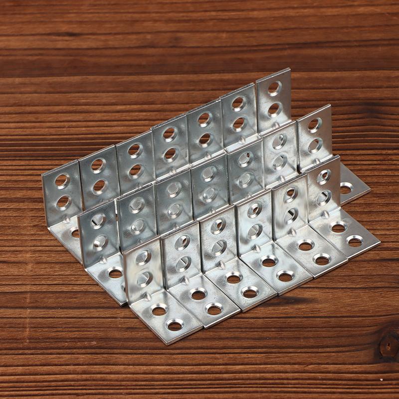 20 шт. L-образных угловых кронштейнов Металлические угловые скобы Кронштейн для полки ящика Настенный кронштейн Фиксация Прямоугольные угловые скобы Мебельная фурнитура