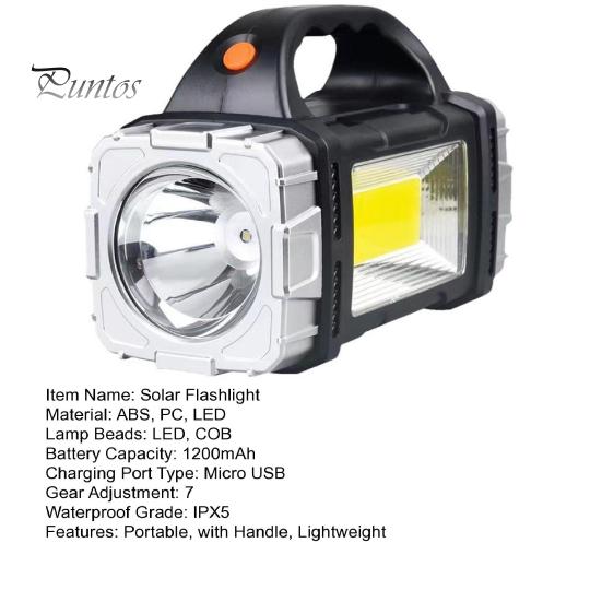 Портативная лампа на солнечной батарее с ручкой, перезаряжаемая через USB, 7 режимов, высокий люмен, IPX5, водонепроницаемый светодиодный рабочий фонарь, фонарик для кемпинга