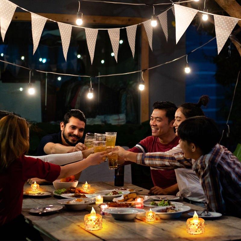 24 шт. Светодиодные электронные свечи без пламени с рисунком, Чайные свечи, Подходят для дней рождений, свадеб, вечеринок