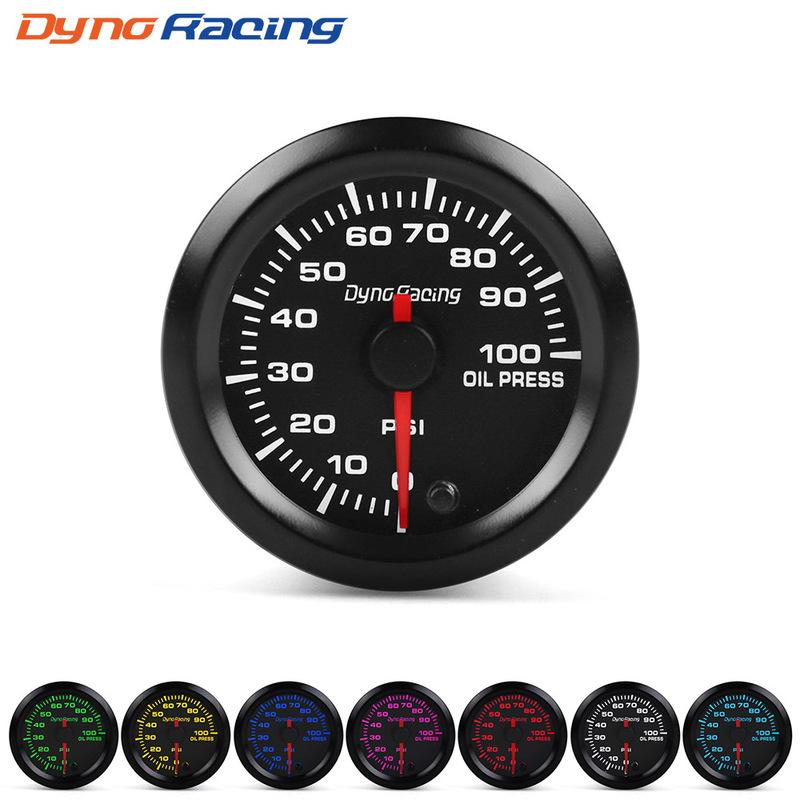 Dynoracing 2" 52mm 7 Colors LED Car Oil Pressure Gauge 0-100PSI Oil Press Meter High Speed Motor With Sensor BX101491