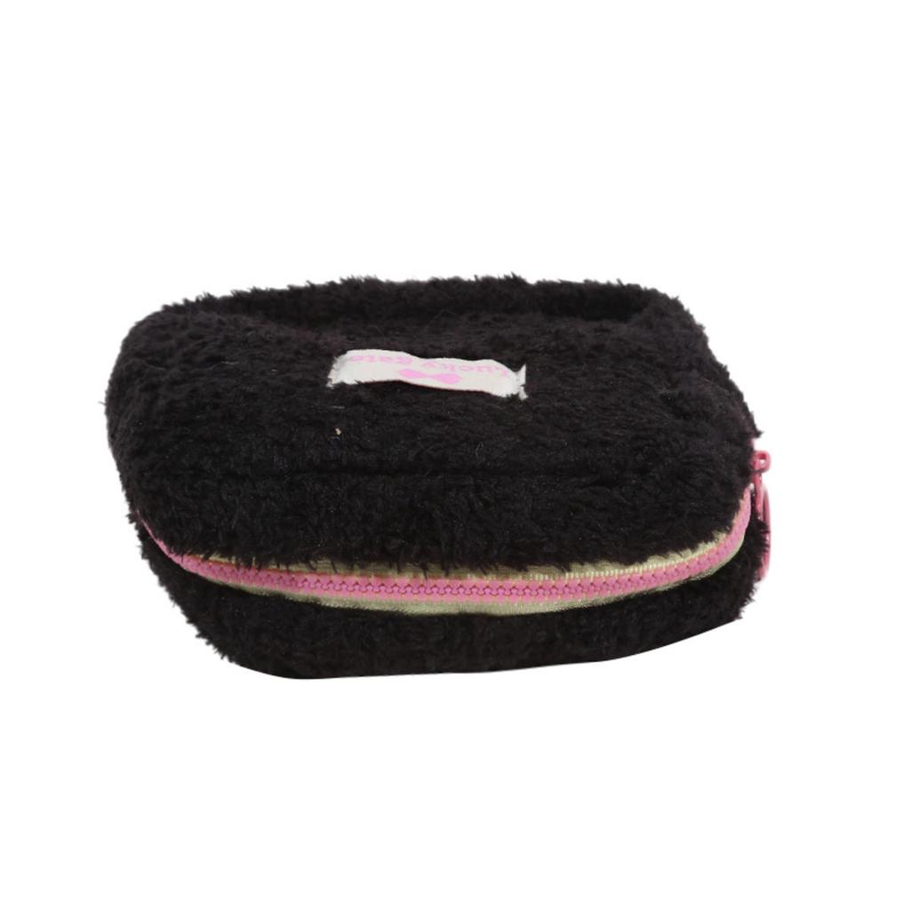 Однотонный плюшевый мини-кошелек для монет, милый кошелек для девочек, косметичка, помада, квадратные сумки-клатчи на молнии, портативный чехол для наушников