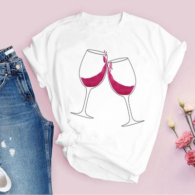 Женская футболка с мультяшным рисунком «Cheers Red Wine 90s», футболка с графическим принтом, топ с коротким рукавом, женская футболка в стиле 90-х.