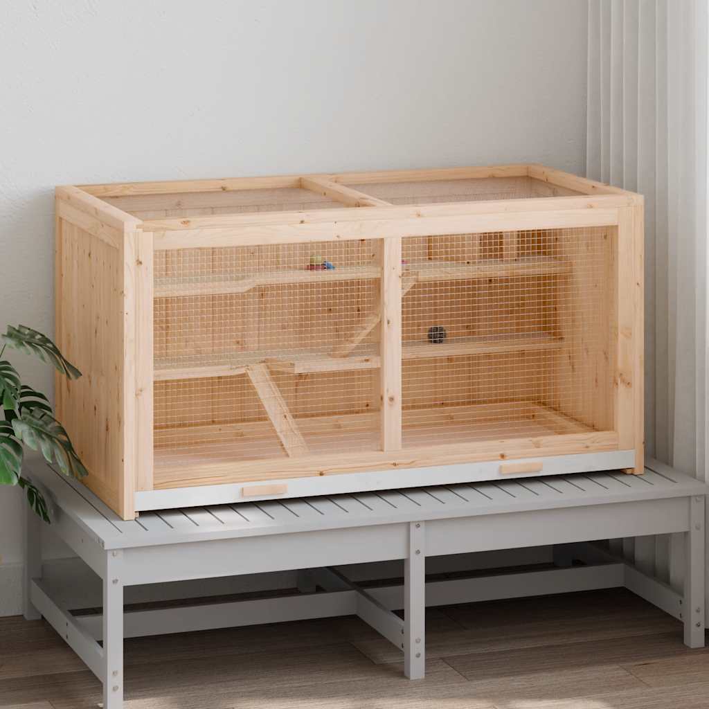 Hamster Cage 89.5 x 45 x 45 cm Solid Pine Wood