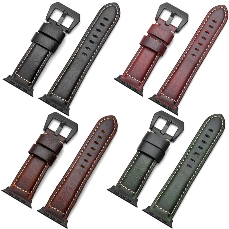 Vintage Watchbands 44mm 40mm 42mm 44mm Handmade Watch Strap Coffee Blue Red Green Replacement Watchwrist Belt Bracelet Accessory