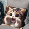 "Cute Kitten Pillowcase, Big Eyes Cartoon Design for Cozy Home Decor, Soft Cotton Cushion Cover with Adorable Animal Style"