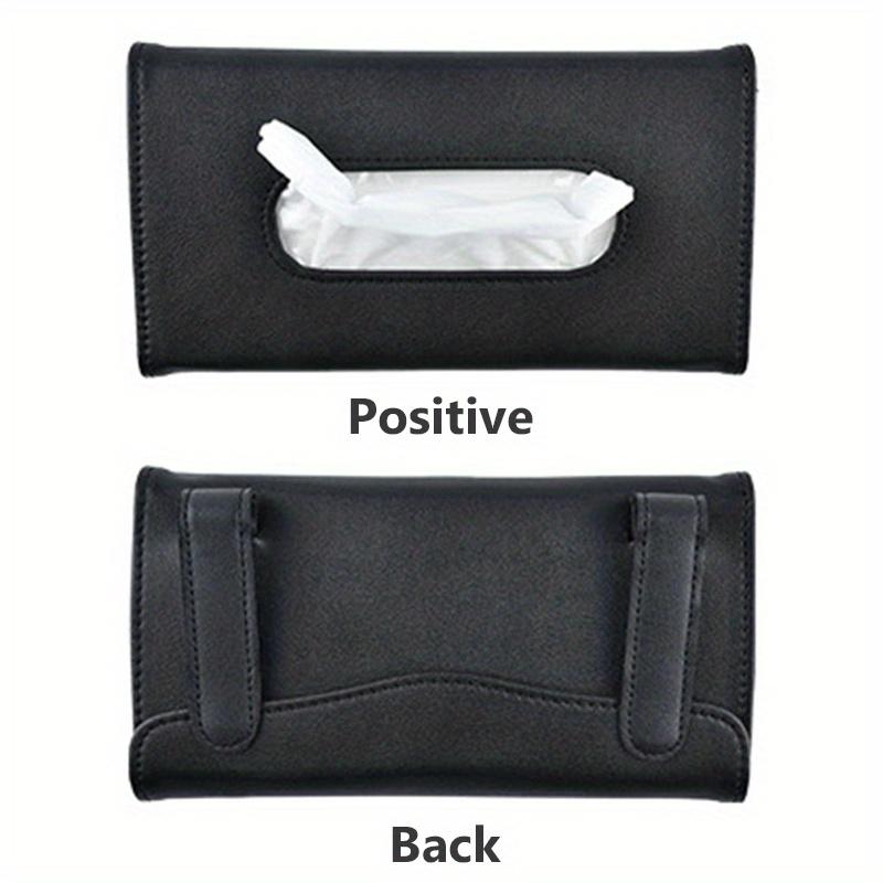 1pc PU Leather Car Tissue Box Holder, Sun Visor and Seat Back Organizer for Towels, Auto Interior Accessory Storage Case