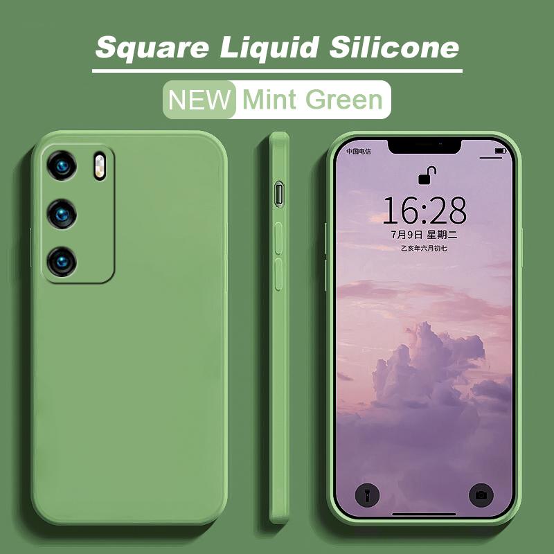 Luxury Liquid Silicone Soft Cover for Huawei P40 LITE P30 PRO P20 MATE 20 LITE 30 NOVA 3 3I 5T 9 SE 8 8I Y70 PLUS Y90 Square Full Protection Cover