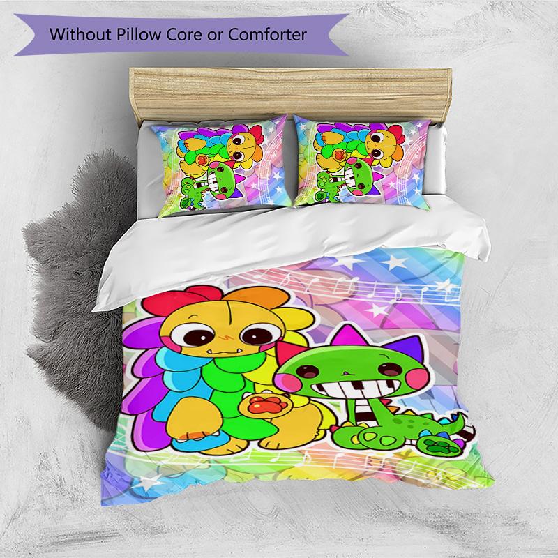 Pianosaurus Printed 3PCS Bedding Set Soft Breathable Duvet Cover Pillowcases Set Washable Bedroom Decor Home Gift