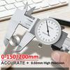 Штангенциркуль с циферблатом 0-150/200 мм, 0,02 мм, высокая точность, Пахиметр, Линейка-штангенциркуль с циферблатом, Металлический штангенциркуль Верньерный, Ударопрочный измерительный инструмент