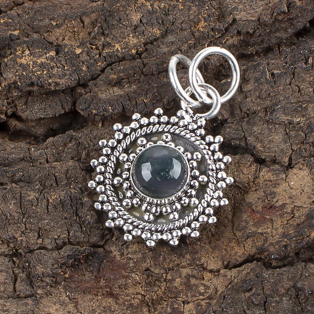 Подвеска из мохового агата, ювелирные изделия из драгоценных камней, подвеска из стерлингового серебра 925 пробы, подарок для женщин, подвеска ручной работы