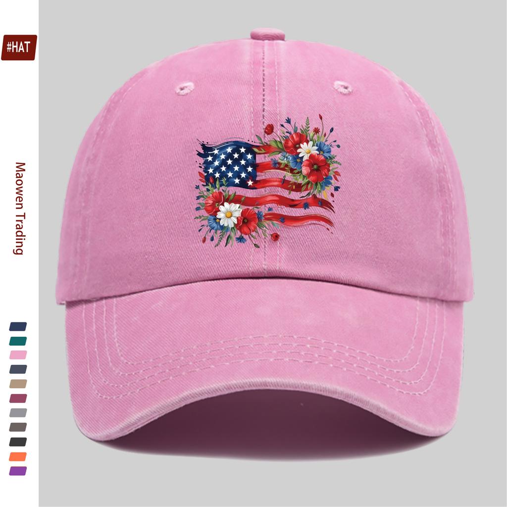 pc pcs Floral American Flag Baseball Cap Suitable for Prom Outdoor Sports Beach Vacations Travel Hiking Parties Adjusta