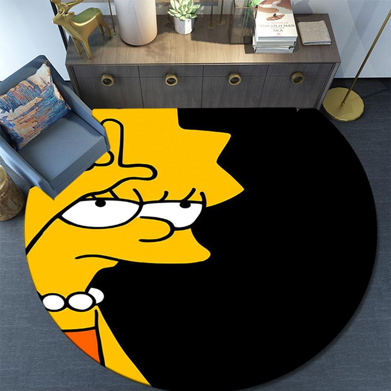 Lisa Simpson pattern round rug,Carpet Rug for Living Room Bedroom Playroom ,Non-slip Floor Mat,Holiday Gifts and Birthday Gifts.