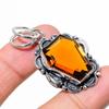 Natural Citrine Gemstone Handmade 925 Sterling Silver Gift Pendant 1.89" Q1C29