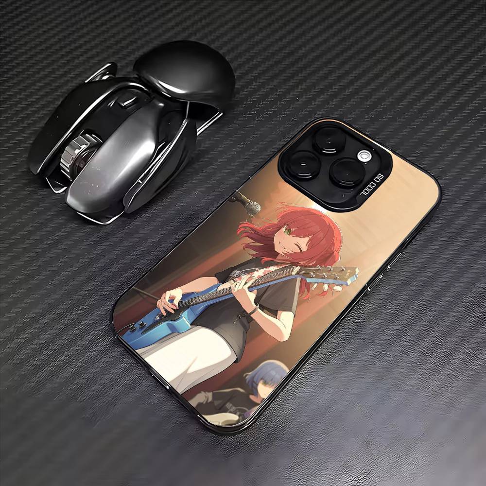 B-Bocchi the Rock Band  Phone Case For iPhone17,16,15,14,13,12,11 Plus,Pro Max Colored Silver Plated Inside Cover