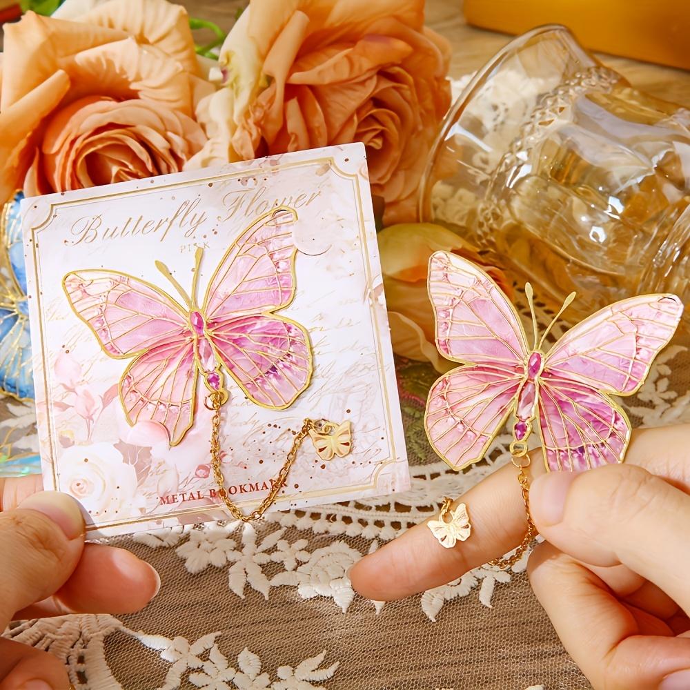 One Piece of Stylish Metal Bookmarks Featuring A Vintage Butterfly Design, Complete with A Chain and An Elegant Tassel Pendant