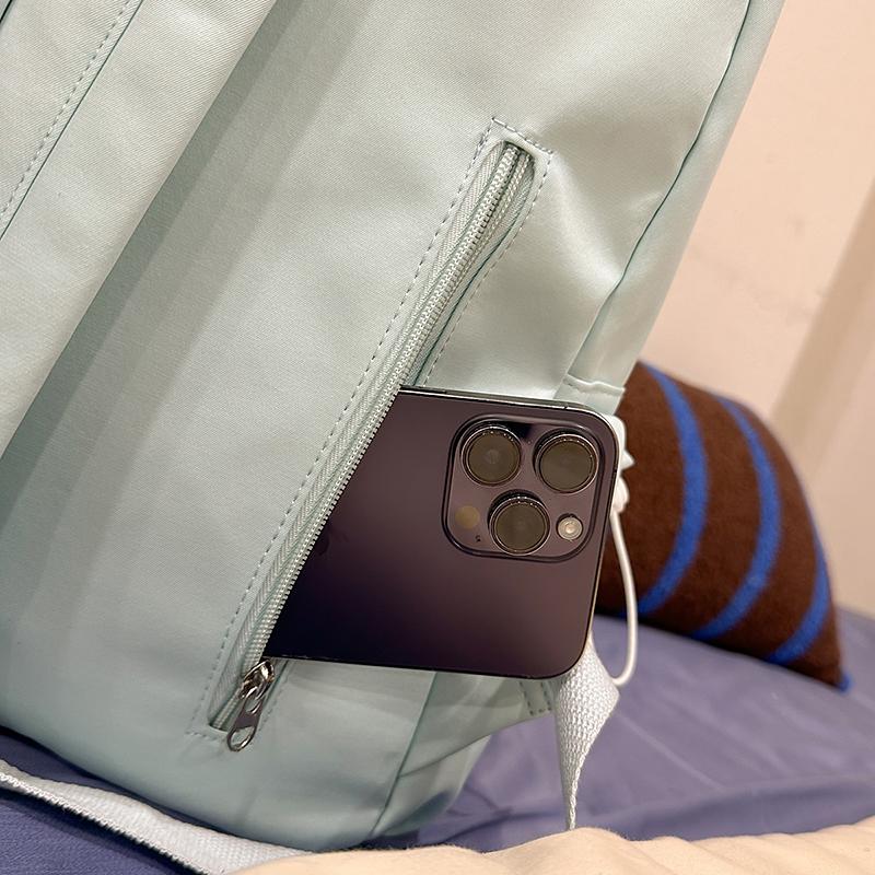 Solid Color Student Schoolbag Women's Large Capacity Backpack Travel Backpack