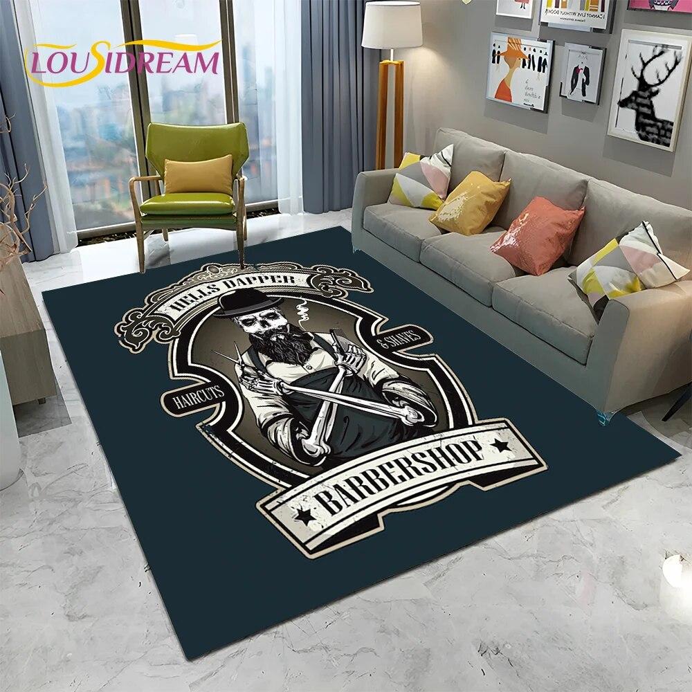 Вывеска для парикмахерской, 3D череп, винтажный HD ковер, ковер для дома, гостиной, спальни, дивана, коврик для двери, декор, детский коврик, нескользящий напольный коврик