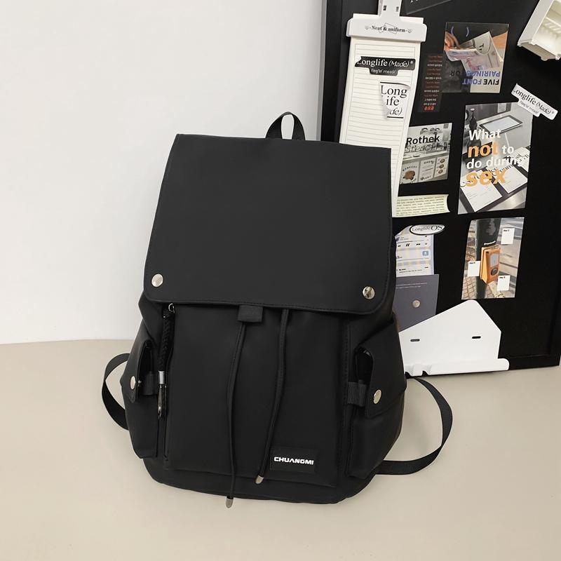 Solid Color Men's Backpack Women's Large Capacity Travel Backpack Student School Bag