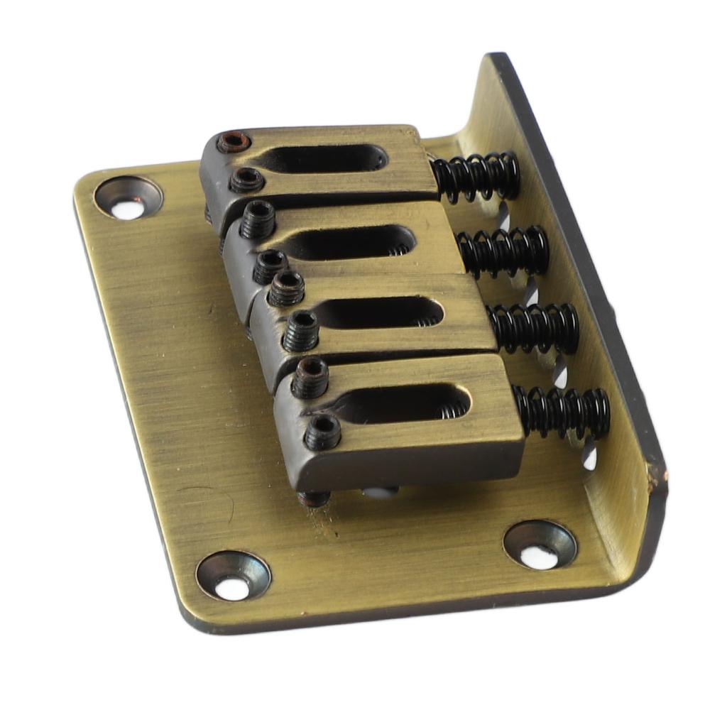4 String Guitar Bridge Ukulele Bass Metal Bridge Replacement for Stringed Instruments Bronze Color