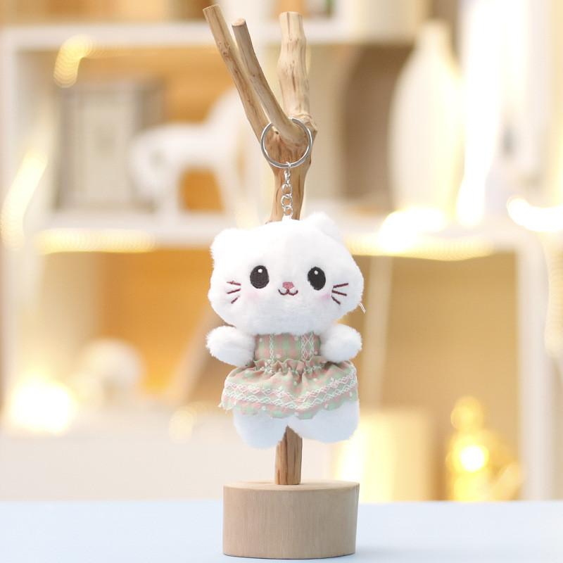 Плюшевая брелок-игрушка кошка с мягким коротким ворсом для декора сумки девочки