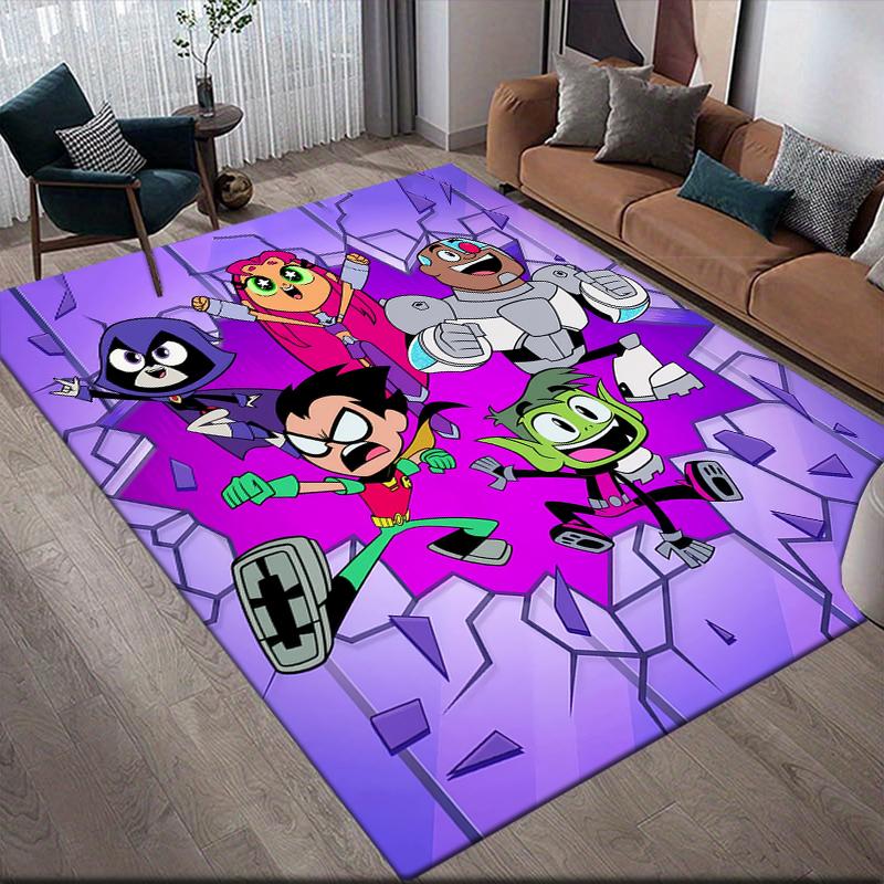 Teen Titans Go! Character Poster Square Area Rug, Non-Slip Floor Mat for Home Office, Perfect Gift for Fans.chl