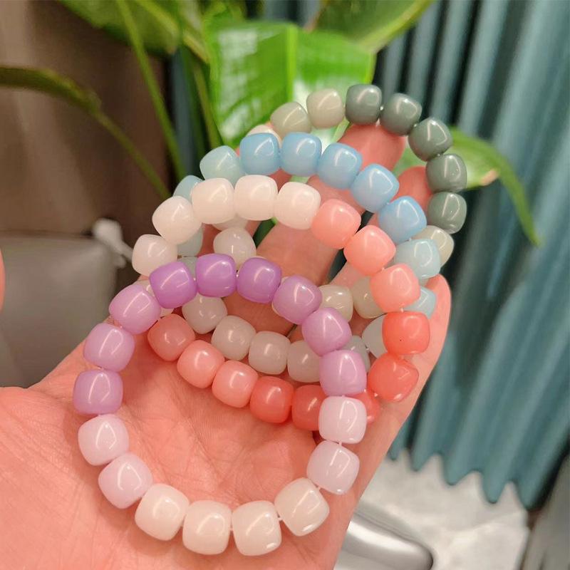 Браслет Бодхи, женский ледяной прозрачный градиент, розовые бусины, кольца для рук, имитация белого нефрита, браслеты из нефритовых бусин, ювелирное изделие, подарок