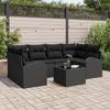 7-Piece Garden Sofa Set with Cushions Poly Rattan Black, 2-Seater Garden Sofa with Storage and 3354612