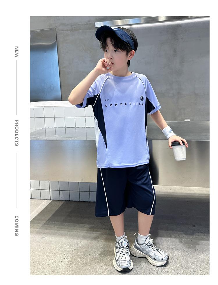 Boys' Summer Set 2026 New Large Children's Summer Thin Style Boys' Loose Short Sleeve Children's Sports Quick Drying Two Piece Set