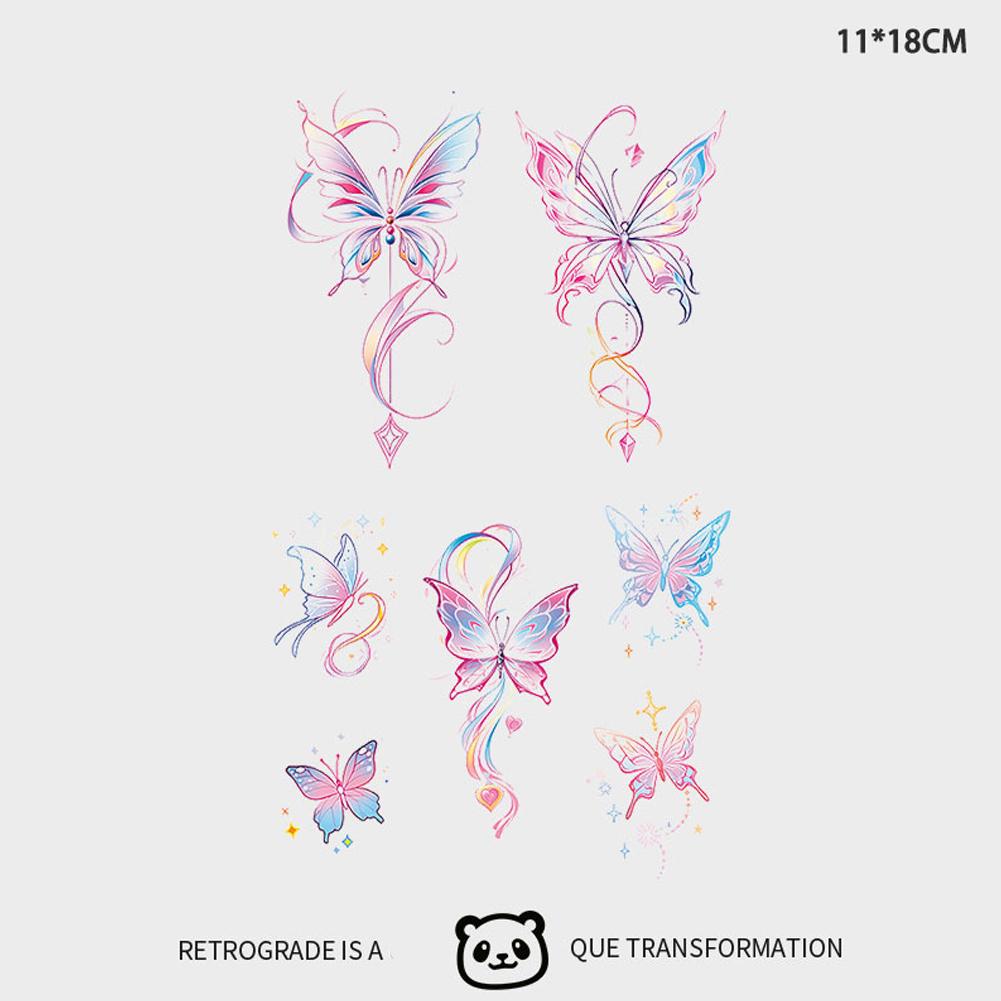 Девушка Красочная Бабочка Тату Наклейка Нишевая Тату Полуперманентная Наложенным Платежом Наклейка Тату Наклейка F9F6