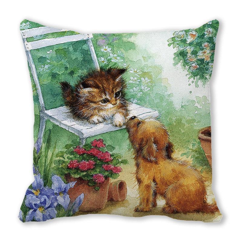 Рождество кошка собака 2022 новый год рождественское украшение подушка наволочка снеговик подарок