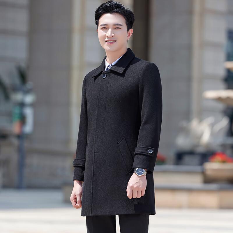 Trolman Men's Black Wool Blend Overcoat