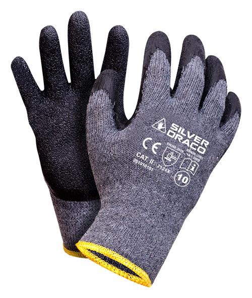 Knitted Gloves Coated With Rubber Silver Draco Black 11 - 12 Pairs - Rek Reco C11