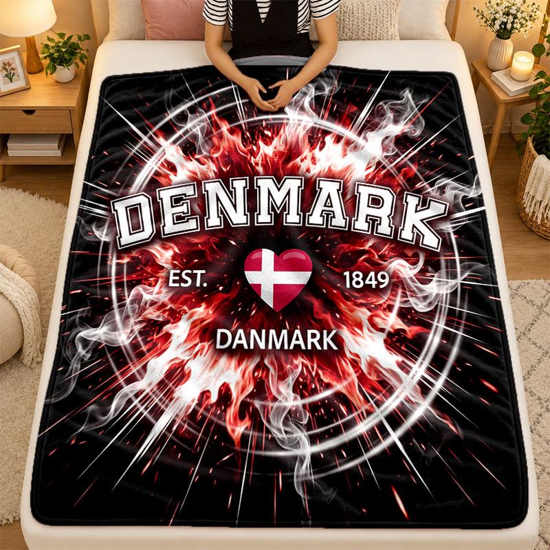 Flannel BlanketDenmark Football Warm Soft Throw Blanket for Indoor Sofa Bed Living Room Use
