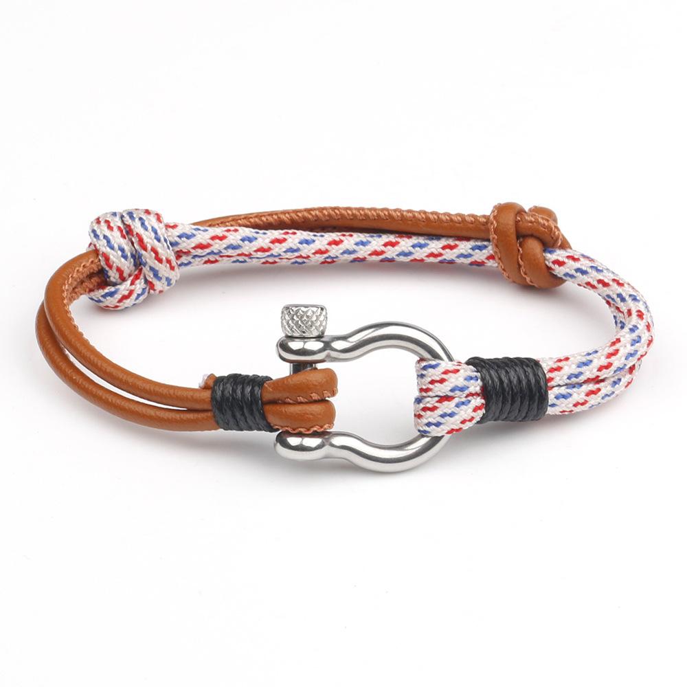 Браслет для выживания в стиле ВМС для кемпинга с парашютным шнуром и якорем для мужчин и женщин из черной нержавеющей стали для спорта