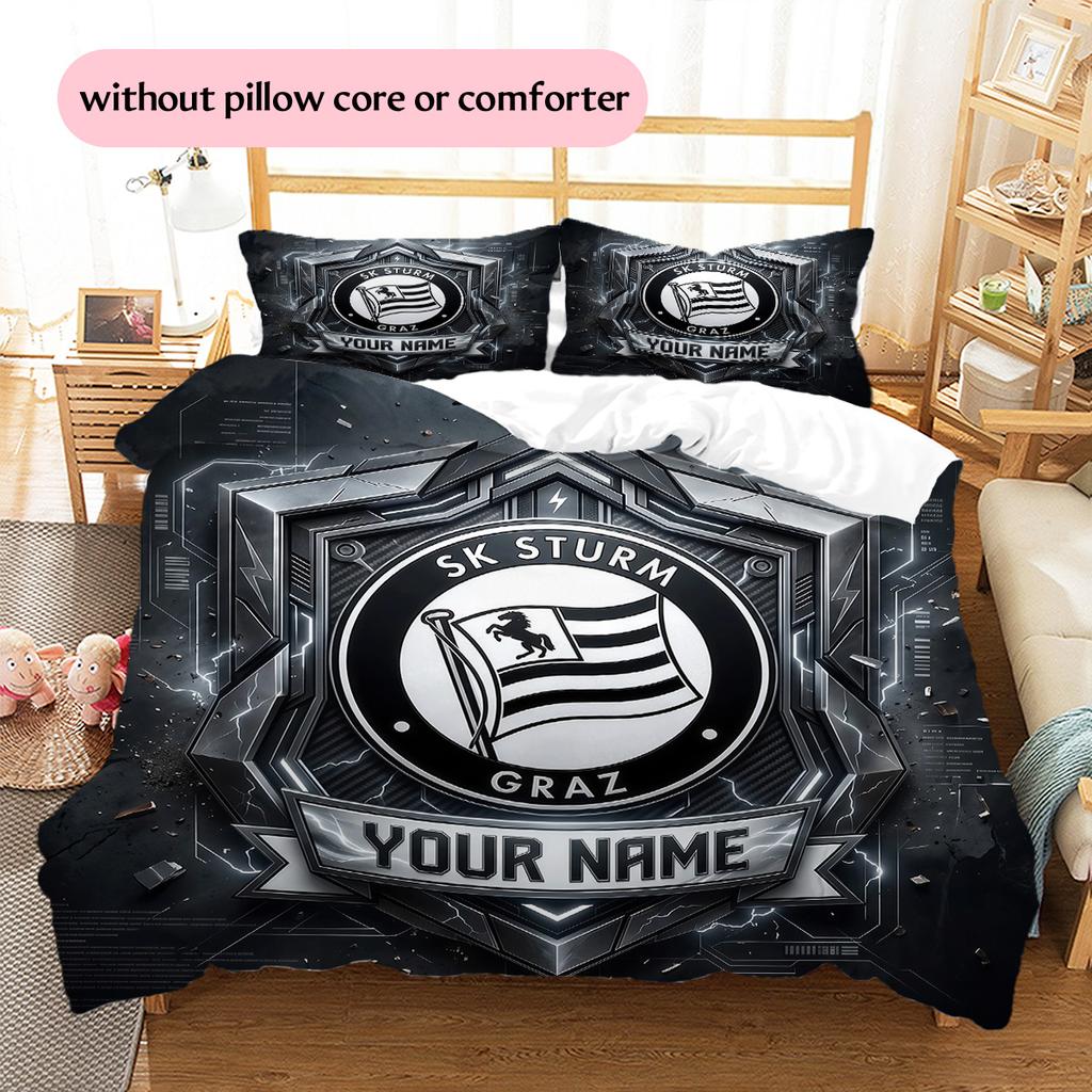 Custom Name SK Sturm Graz Pattern Bedding Quilt Set  Home Decoration  Gift (1 * duvet cover + 2 * pillowcase  without core)