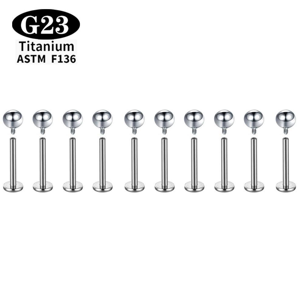 2/10/50/100 ШТ. ASTM F136 G23 Титановые Лабреты Пирсинг Губы Серьги Пирсинг Тело Внутренняя Резьба Шарик Нос Гвоздь