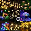 New LED Solar Bubble Ball & Cherry Blossom String Lights for Outdoor Camping and Garden Décor - Water Drop Design