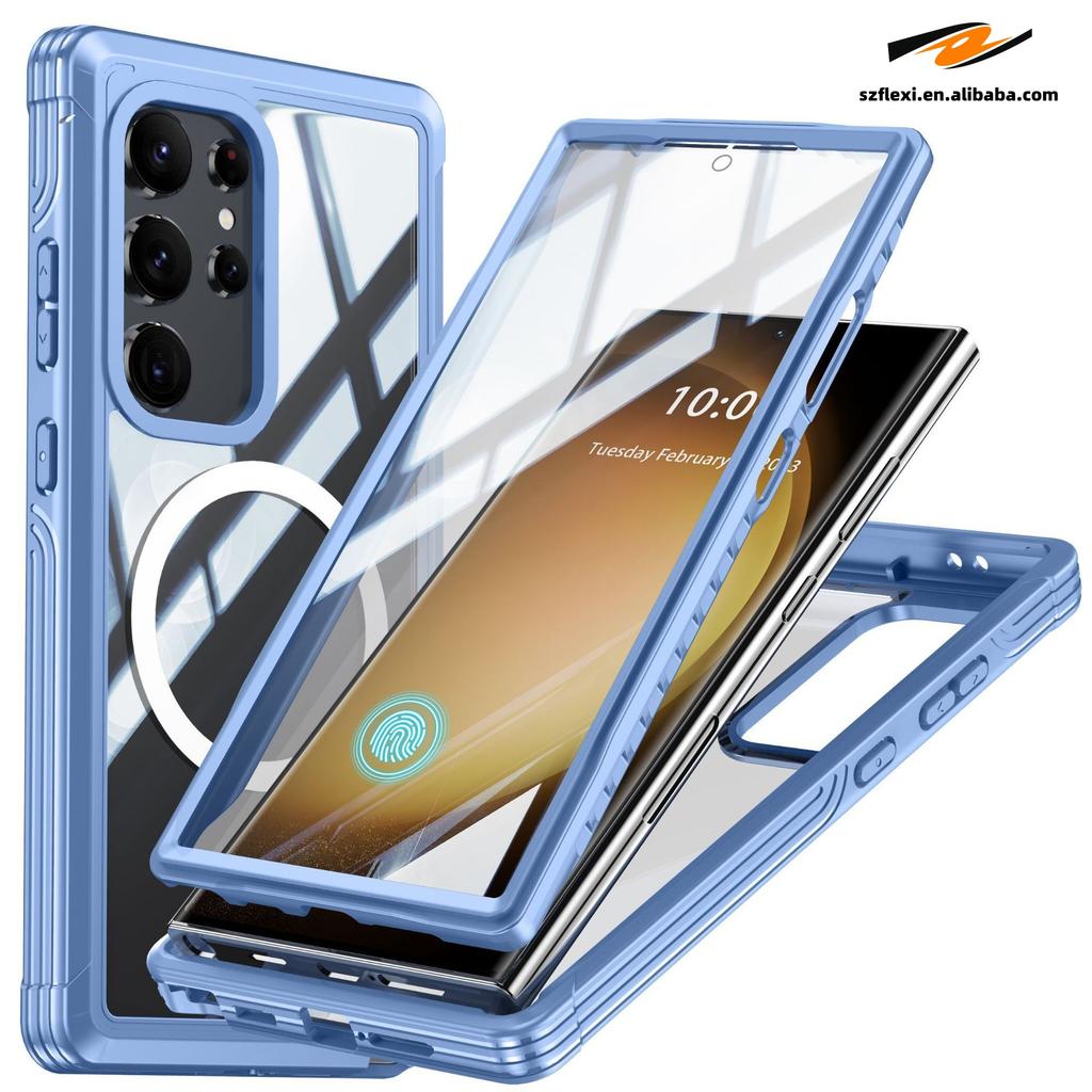 For Samsung Galaxy S25 Ultra Plus S23 Full 360 Magnet Protection Outdoor Waterproof Wireless Charge Case for Galaxy S24 Ultra