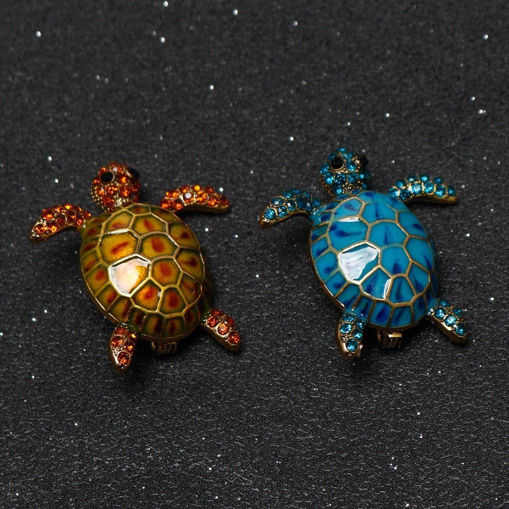 Classic Animal Rhinestone Brooch Jewelry Tortoise Badge Women Turtle Brooches  Shawl