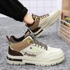 Мужские повседневные ботинки, модные бежевые мужские кроссовки, нескользящая повседневная обувь на толстой подошве для мужчин, роскошные высокие мужские ботильоны