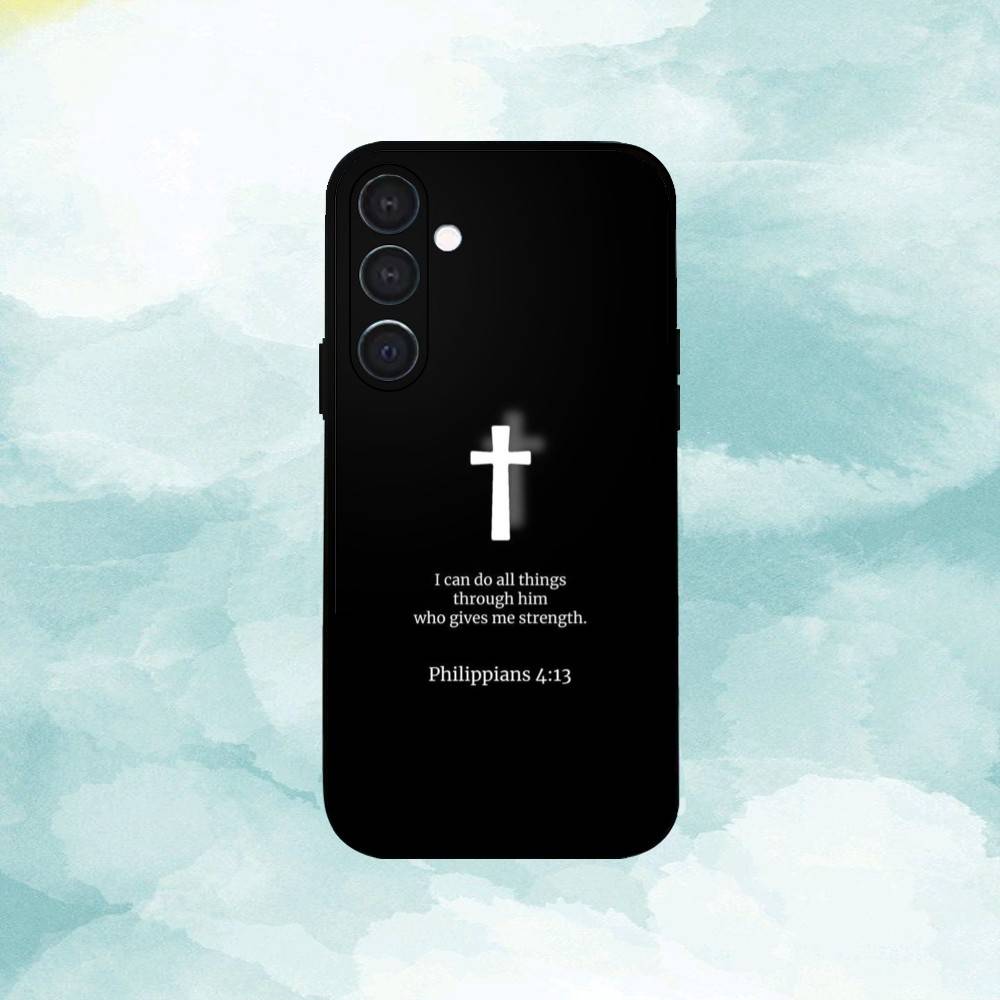 Чехол для телефона с цитатой из Библии J-Jesus для Samsung A73,72,71,A52,51,40,41,A22,A32,31,A13, Мягкий черный корпус
