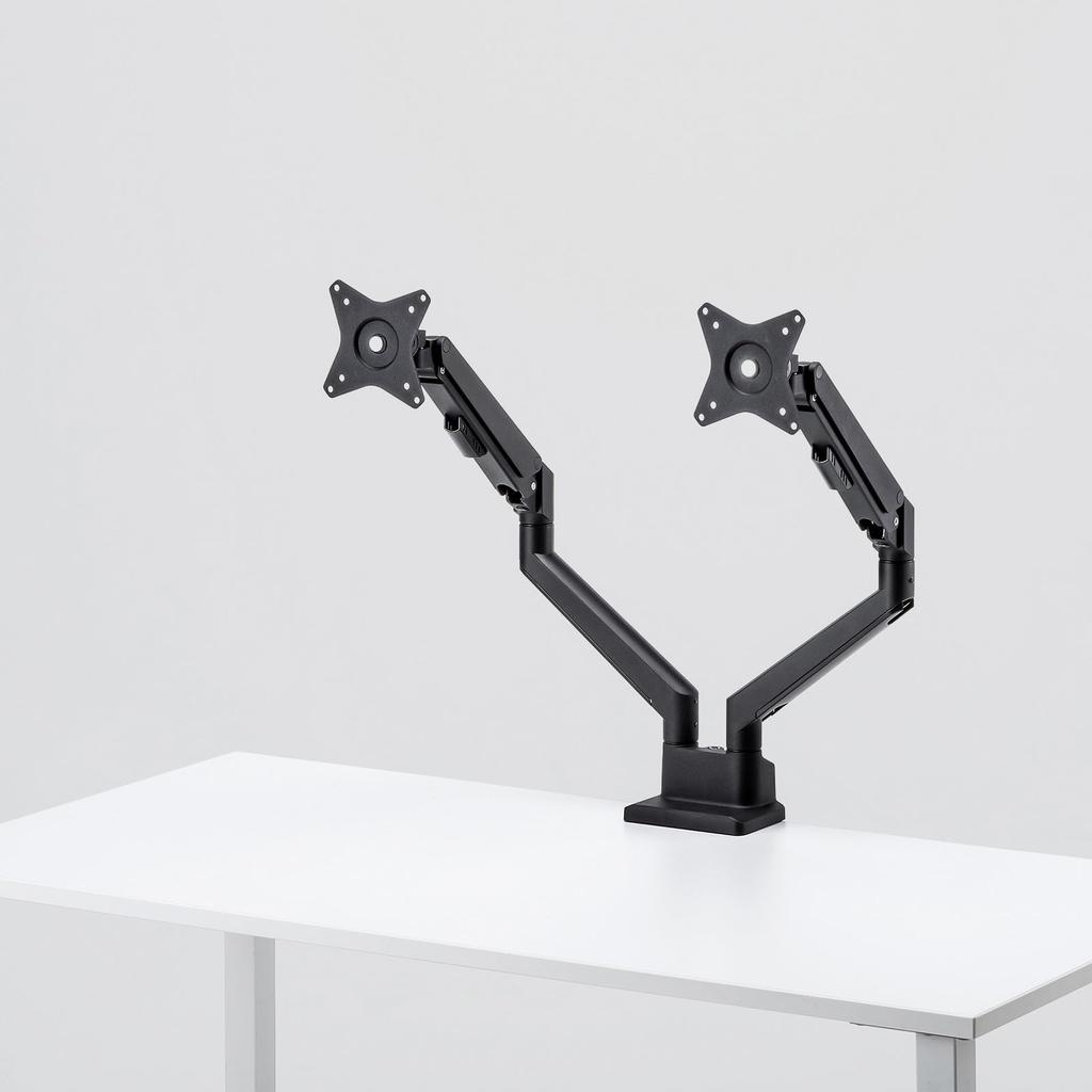 Sanwa Supply Monitor Arm Gas Spring Thin Short (Dual Type, Clamp, Black) CR-LAC2403BK