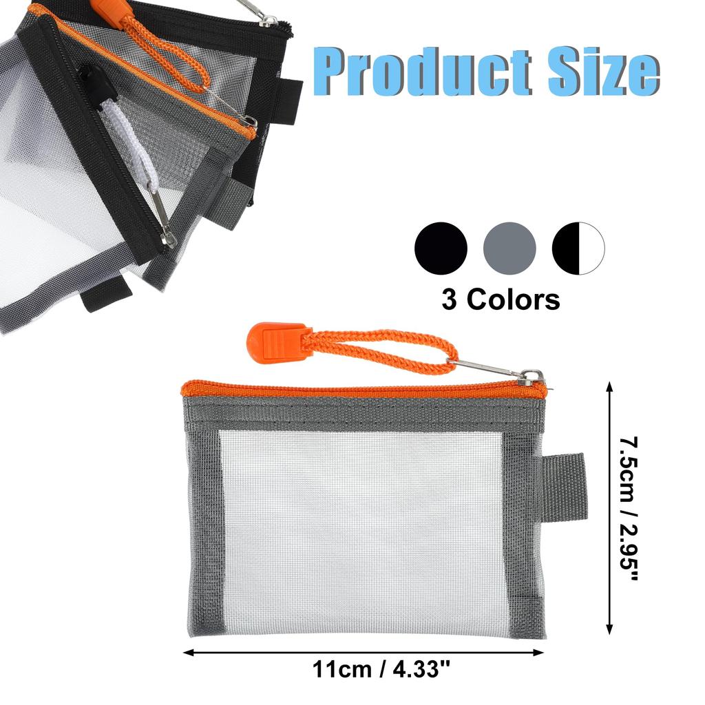 VOCOSTE Mini Zipper Mesh Mesh Zipper Storage Portable Travel Multifunctional Pouch Case for Credit Bags, Bags, Pouches, Cards, Earphones, Coins,