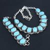 Beautiful Larimar Gemstone Handmade 925 Sterling Silver Jewelry Neclace Bracelet Set, Antique Jewelry Set, Wedding Gifts Bracelet For Easter Gift