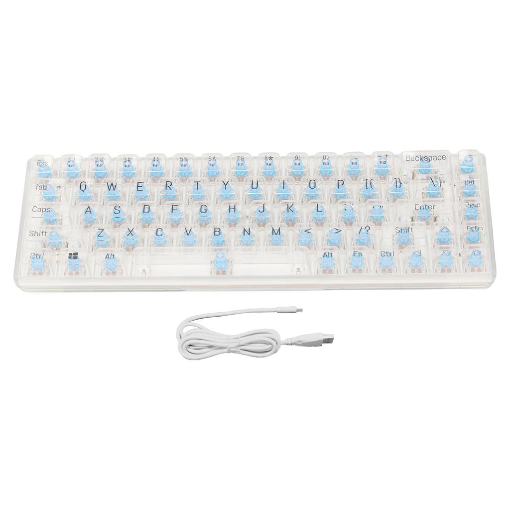 60 Percent Mechanical Keyboard for Android System Transparent RGB 68 Keys Wired PC Gaming Keyboard