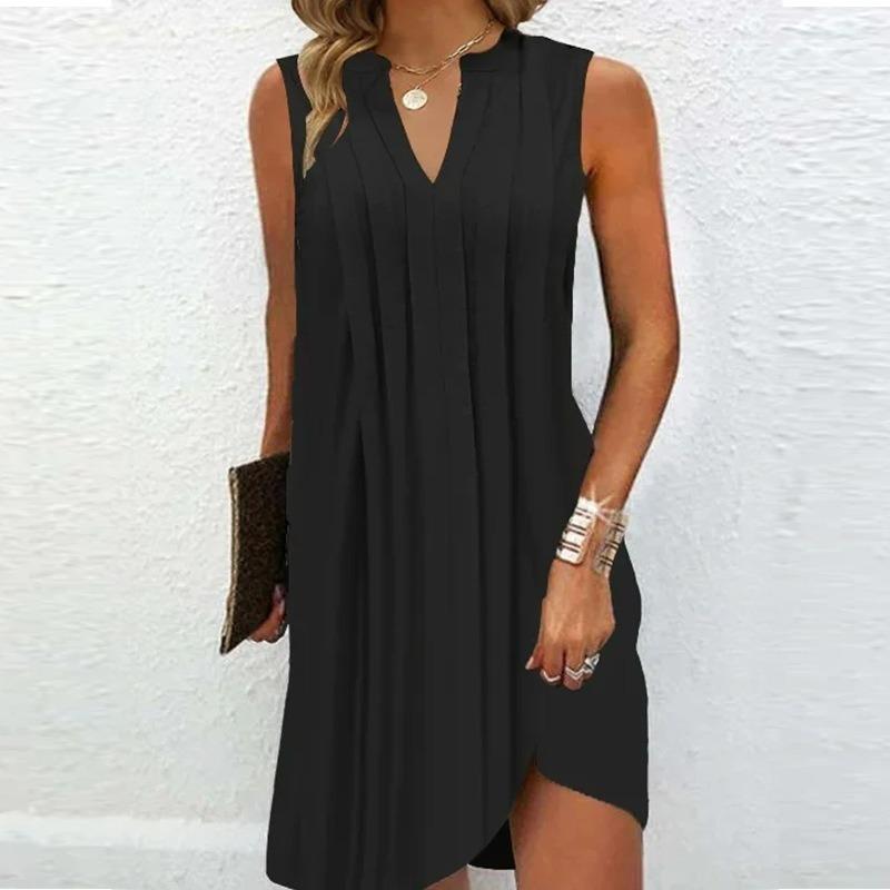 Women's Multi-color A-line Sleeveless Dress Summer V-neck Printed Casual Dresses