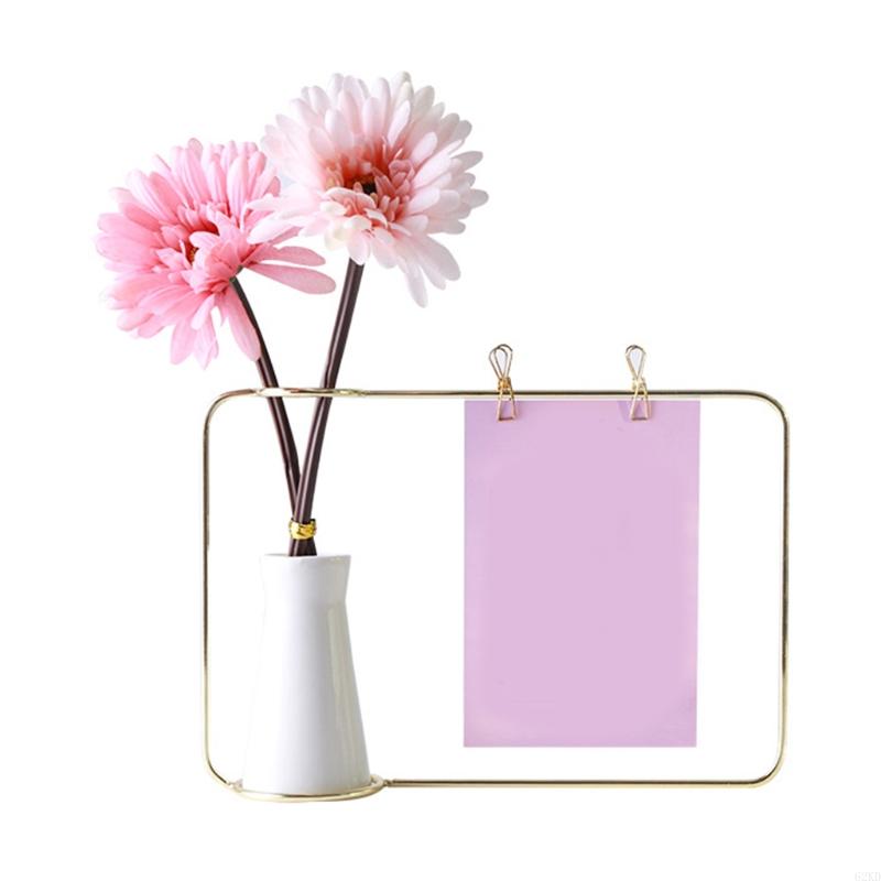 62KD Скандинавская кованая железная фоторамка с вазой, украшение для домашнего настольного декора