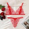Women Sexy Lingerie Bra Thongs Sets Ultrathin Lace Lingerie Set Temptation Erotic Open Bra Crotchless Outfits For Pretty Girls