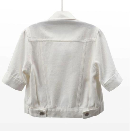 Женская укороченная джинсовая куртка с коротким рукавом, джинсовая куртка с лацканами на пуговицах, водитель грузовика