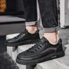 Spring Men's Shoe Brand New Breathable Trendy Black Versatile Leather Shoes Non Slip Platform Strap Casual Business Board Shoes